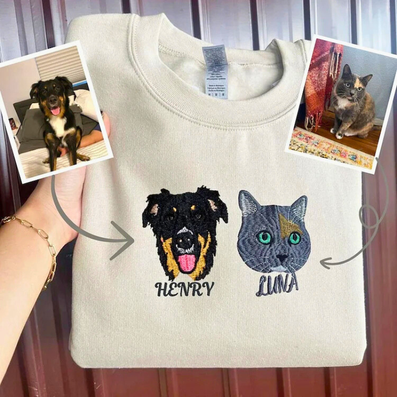 Personalizirana majica z dolgimi rokavi z vezenim ljubljenčkom
