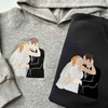 Personaliziran pulover s kapuco s portretom za pare
