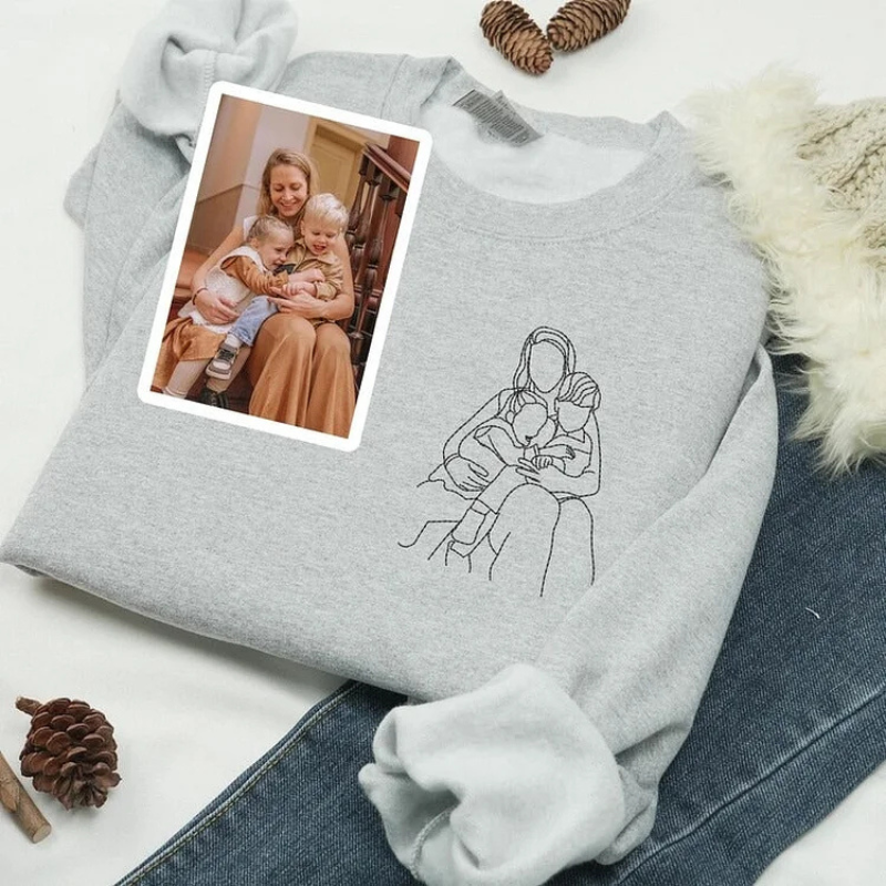 Personalizirana majica z dolgimi rokavi z družinskim motivom